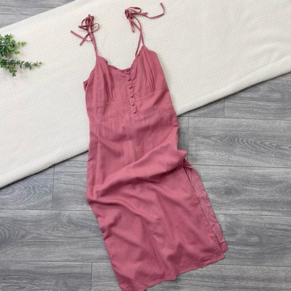 Abercrombie & Fitch Linen Blend Dusty Rose Sleeveless Midi Dress Womens Size M